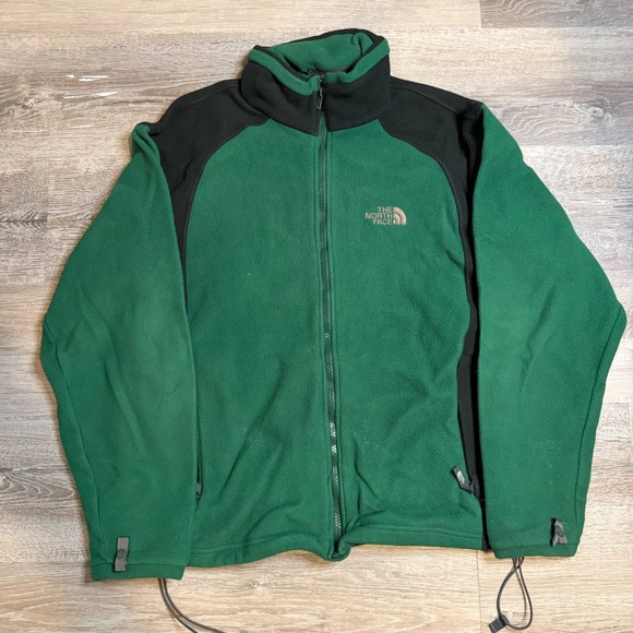 The North Face Mens Denali Style Full Zip Fleece Jacket Green Black Size Medium